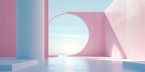 Minimalistic Elegance: A Clean, Minimal Composition with Soft Pastel Tones and Simple Geometric Shapes
