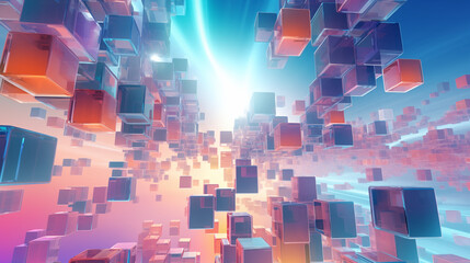 3d geometric shapes on indoor background Ai generative