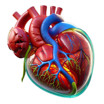 An illustration of a heart isolated against a clear white surface
