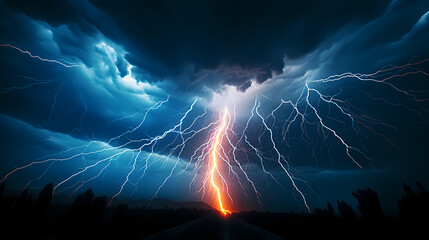 Illustration of lightning storm and thunder climate change