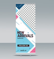Trending fashion roll up banner and creative vector design.
