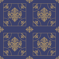 Damask Fabric textile seamless pattern Luxury decorative  Ornamental floral vintage Square style. Curtain, carpet, wallpaper, clothing, wrapping, textile