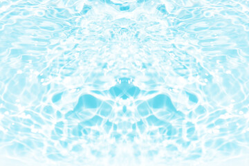 Water surface. Bluewater waves on the surface ripples blurred. Defocus blurred transparent blue colored clear calm water surface texture with splash and bubbles. Water waves with shining pattern.
