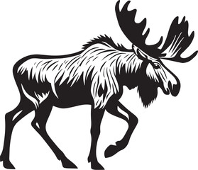 An illustration of a moose walking.