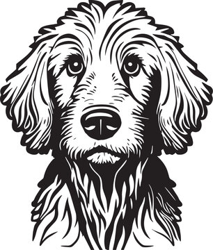 An illustraton of a golden doodle dog.