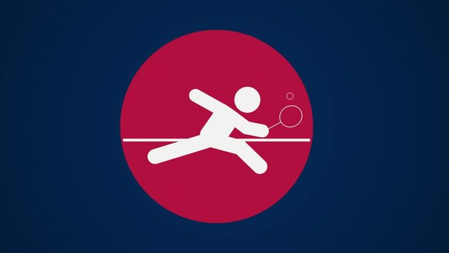 Pictograma de los Juegos Ol&iacute;mpicos de lado izquierda con el deporte tenis de mesa en fondo azul sin texto. 