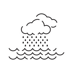 Global disasters. Modern vector plain line design icon. Drought, flood and water. Plant and nature or farm. Famine and insurance