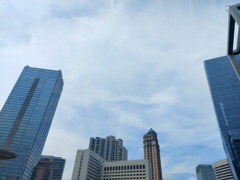 tall buildings in the city centre.