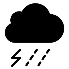Thunder storm icon with cloud, lightning and rain.