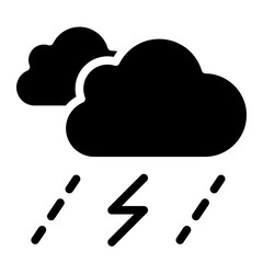 Thunder storm icon with cloud, lightning and rain.