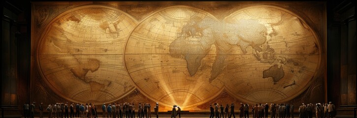 A giant ledger book recording international trade agreements, symbolizing the complexity of global commerce