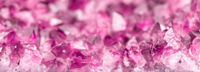 Amethyst pink crystals. Gems. Mineral crystals in the natural environment. Texture of precious and...