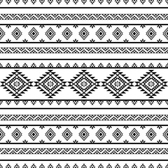 Ethnic southwest tribal navajo ornamental seamless pattern fabric black and white design for textile printing 