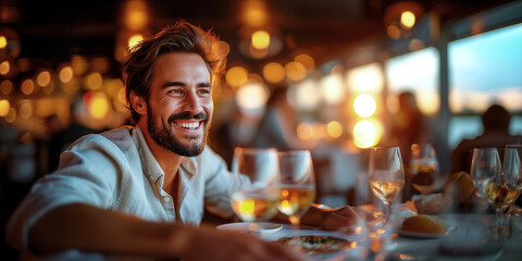 Celebrating singles. Visuals that positively depict a single person celebrating themselves enjoying dinner.