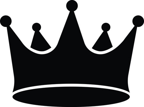 crown icon. Black elements isolated on white background. Vector illustration.