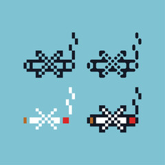 Pixel art outline sets icon of no smoking logo variation color Healthy no smoking icon on pixelated style 8bits Illustration, perfect for design asset element your game ui. Simple pixel art icon asset