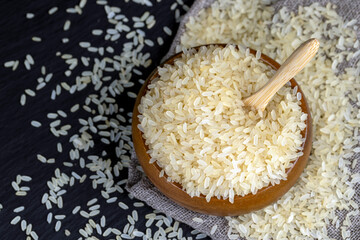 fresh uncooked rice in close-up