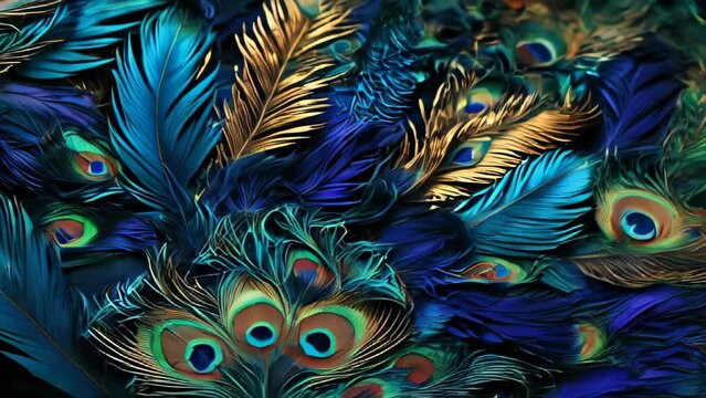 Abstract background with peacock feathers. AI