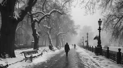 Winter's Monochrome Promenade