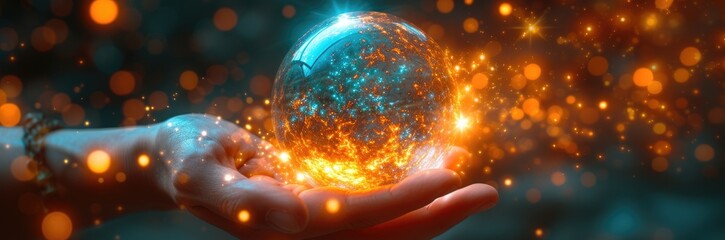A mystical crystal ball showing the future trends of cryptocurrency markets 