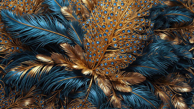 Abstract background with peacock feathers. AI