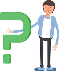 Office Worker Character and Question Mark
