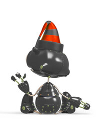 Naklejka premium santa helper bot is sitting down and looking up on rear view