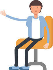 Office Worker Character Sitting on Office Chair
