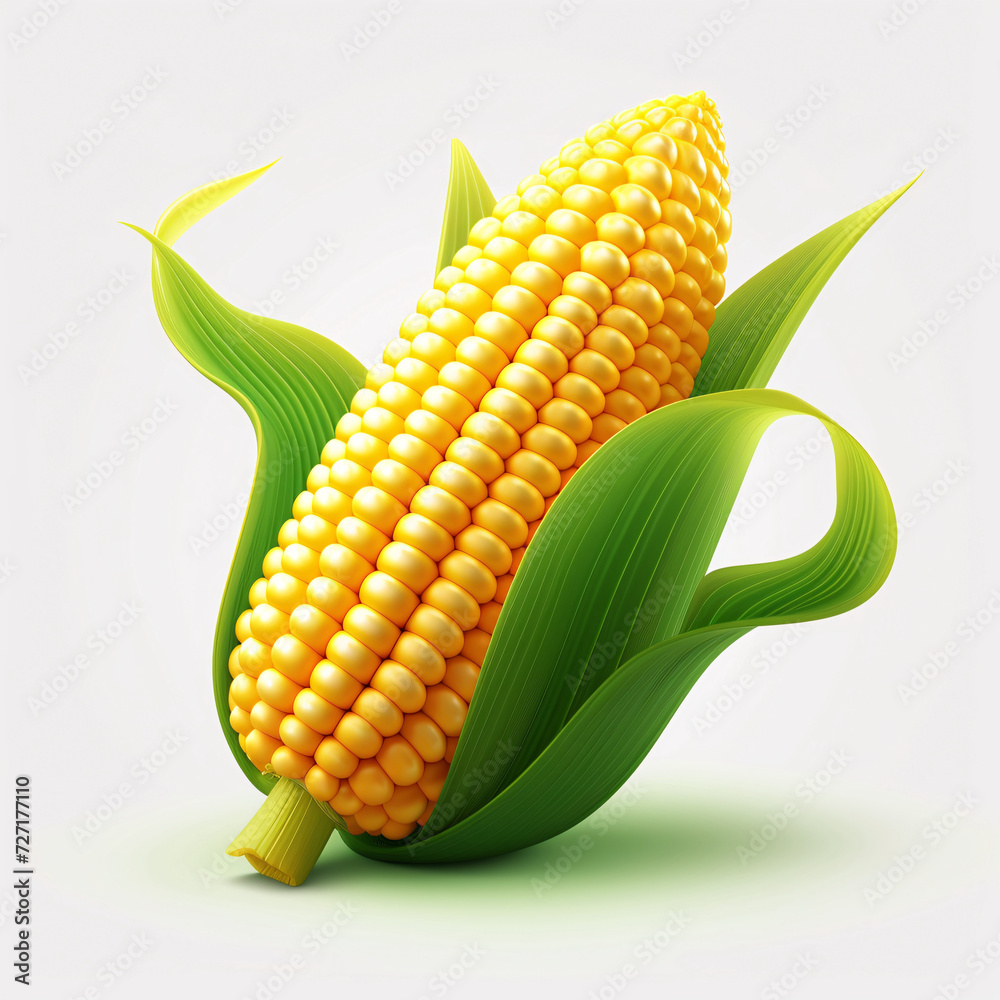 Wall mural 3d corn illustration, rural crop harvest healthy food concept illustration