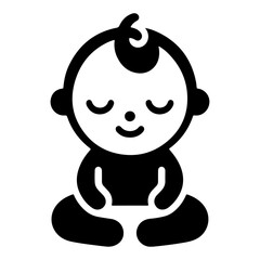 Cute smiling baby icon, black color silhouette