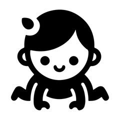 Cute smiling baby crawling icon black color silhouette, logo, clipart