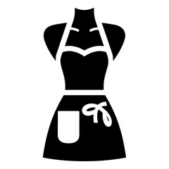 minimal female apron vector icon silhouette, clipart, symbol, black color silhouette