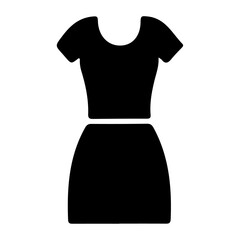 minimal female apron vector icon silhouette, clipart, symbol, black color silhouette