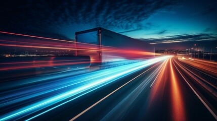 traffic on highway at night