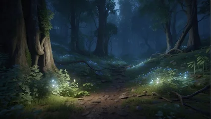  Evening Adventure: Moonlit Trail through a Mystical Forest © chep