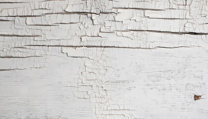 White paint has been applied to an antique wood board with a white background. a paint texture with cracks
