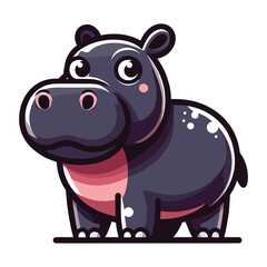 Obraz na płótnie Canvas Cute wild animal hippopotamus cartoon design vector, zoology illustration, hippo flat design template isolated on white background