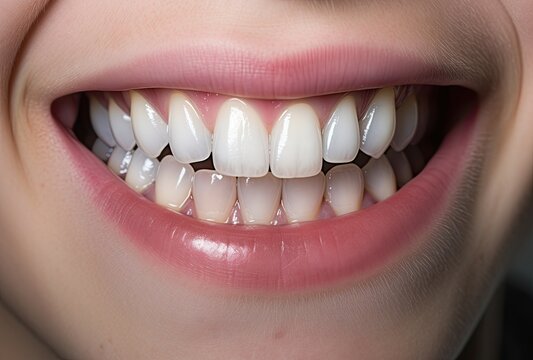 A radiant smile adorned with perfectly clean teeth exudes confidence and charm.