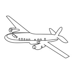Airplane continuous one line drawing  outline vector illustration
