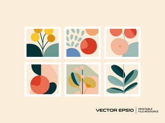 Set of botanical wall art vector design, botanical card, poster, banner, cover