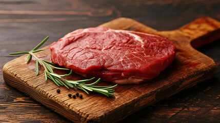 Rump Steak on Cutting Board - A Juicy Slice of Beef Ready for Cooking