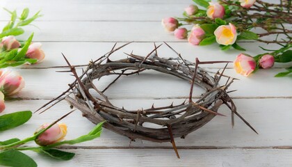a crown of thorns on a white background easter religion