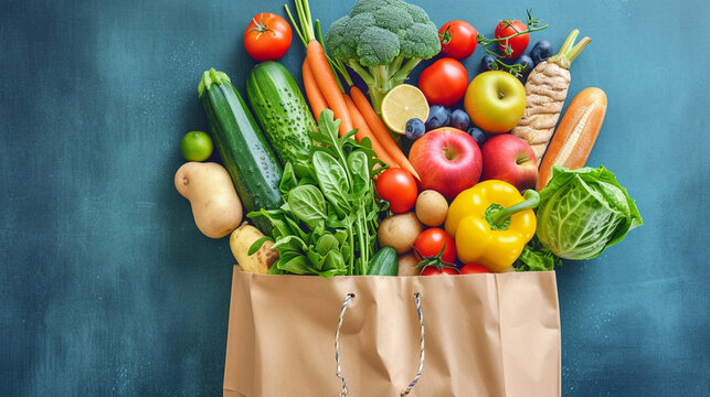 Nutritious Delights: A Paper Bag Full of Healthy Food at the Supermarket