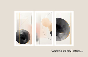 Set of abstract shape and rounded wall art vector illustration. Abstract background for card, banner, poster, cover