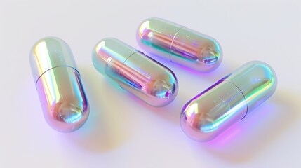 Iridescent Capsule Packaging | Product Mockup. Iridescent Capsules for Cutting-Edge Products