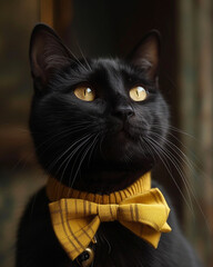 Black Cat with Bowtie