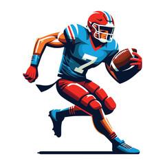 American football player men athlete vector illustration, colorful style American football rugby game male player design template isolated on white background