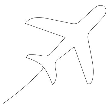 recommend clip art: Airplane continuous one line drawing  outline vector illustration