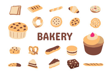 Bakery Flat Vector Illustration Icon Sticker Set Design Materials