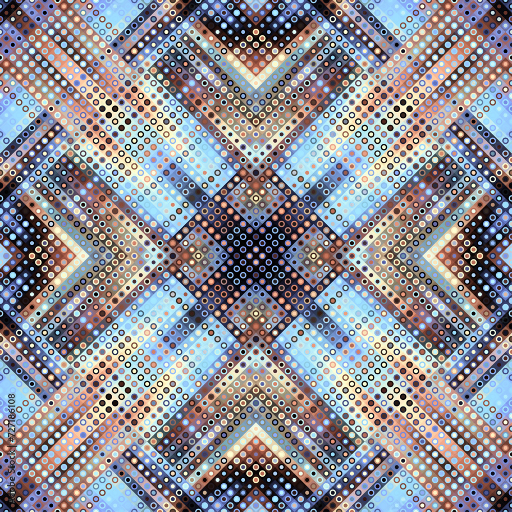 Poster Geometric abstract pattern moire overlay style. Halftone style with small dots. Abstract seamless technology texture. Vector pattern